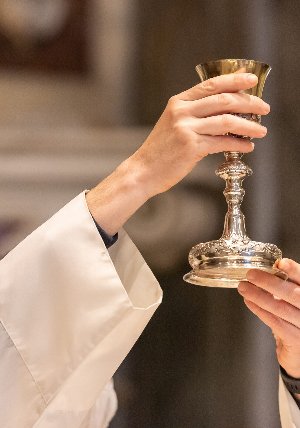 The Goblet during the Eucharist The elevation of the Goblet with the sacramental wine during the Catholic Liturgy of the Eucharist